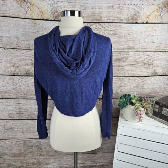 American Apparel Venice Beach California Cropped Navy Hoodie Size Small - Picture 4 of 6